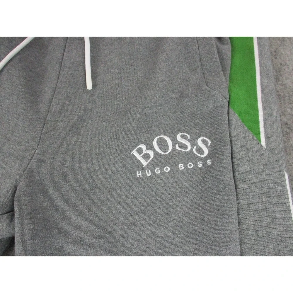 HUGO BOSS Pants Mens Medium Gray Jogger Drawstring Side Stripe Fleece Athletic
